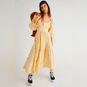 Free People Dahlia Embroidered Dress in Pearl Island